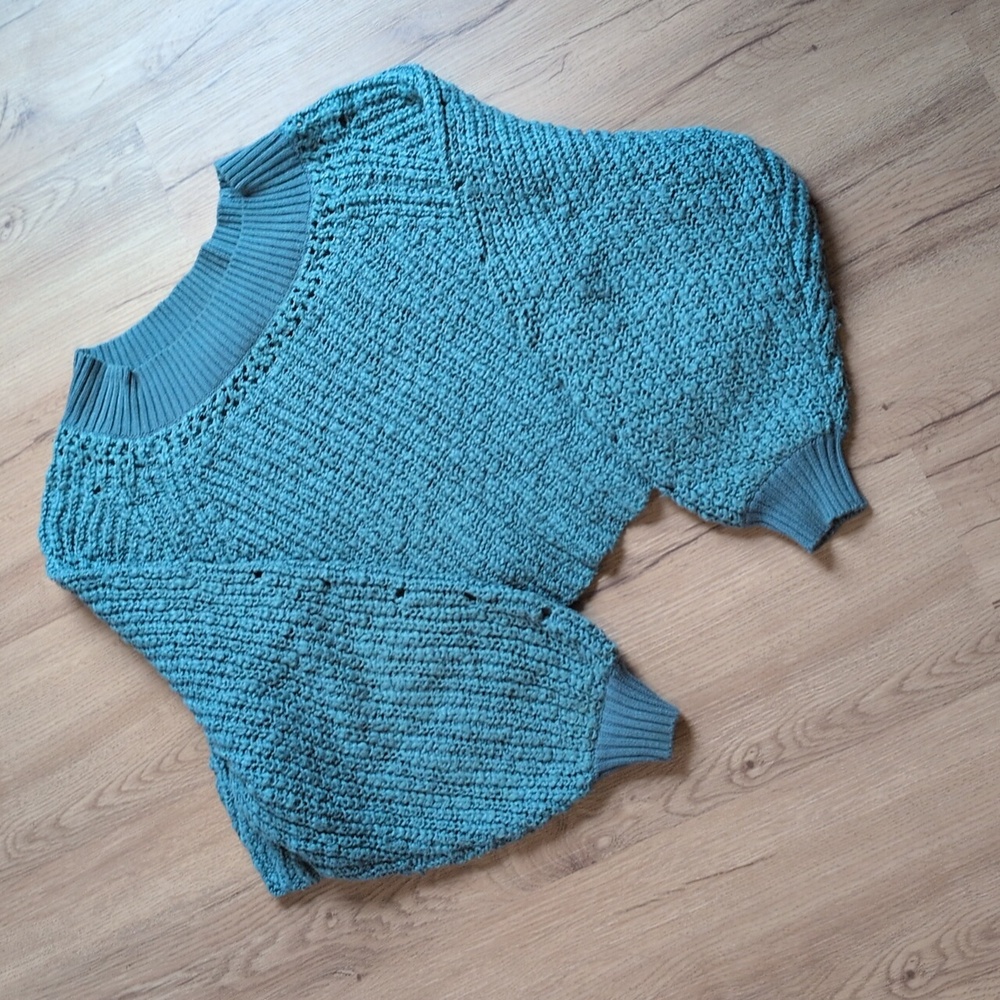 Free People gorgeous blue green cropped sweater